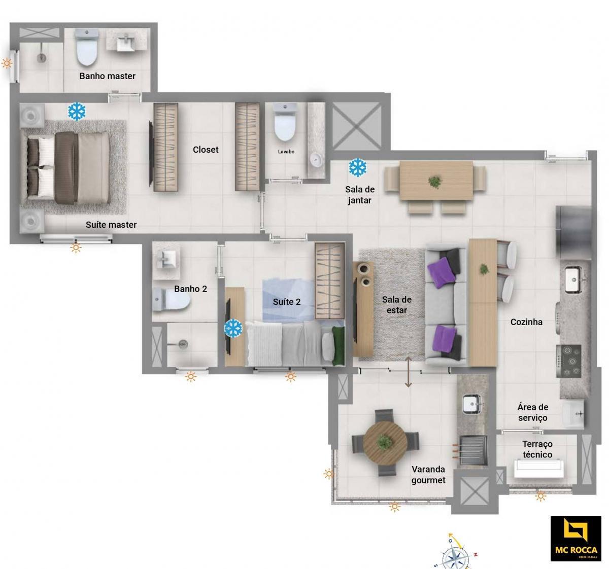 Apartamento 2 suítes Magno Patriani Assunção - Santo André - MC ROCCA Negócios Imobiliários