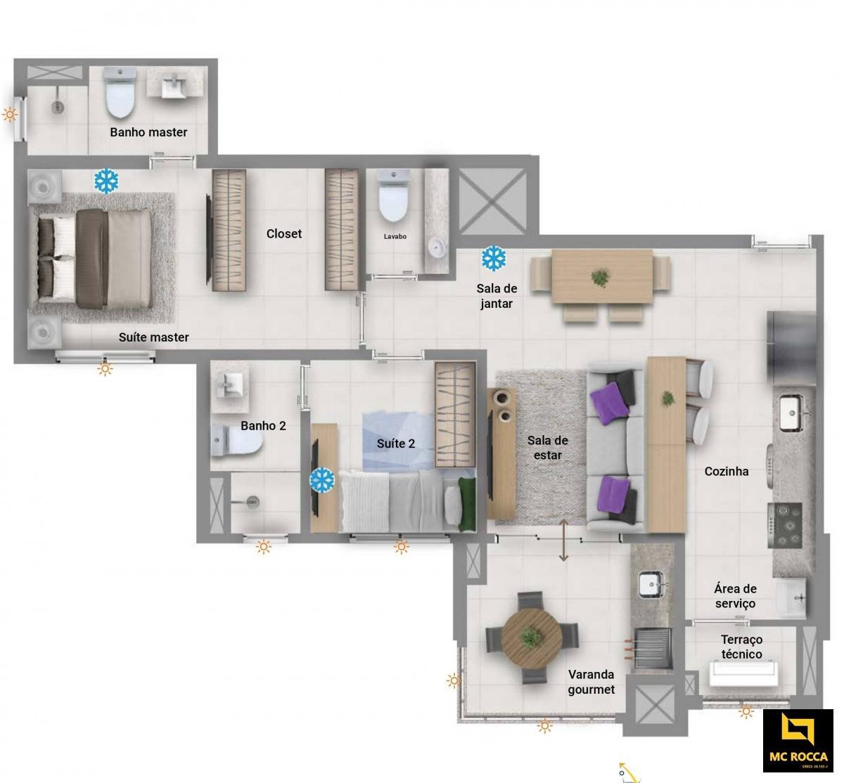 Apartamento 2 suítes Magno Patriani Jardim - Santo André - MC ROCCA Negócios Imobiliários